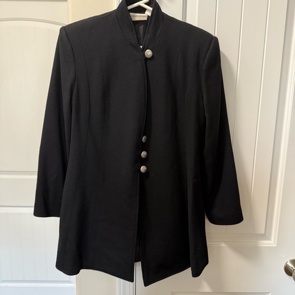 Coldwater Creek Black Western Cowgirl Wool Coat with Silver Buttons 10P, Classic - Picture 1 of 16
